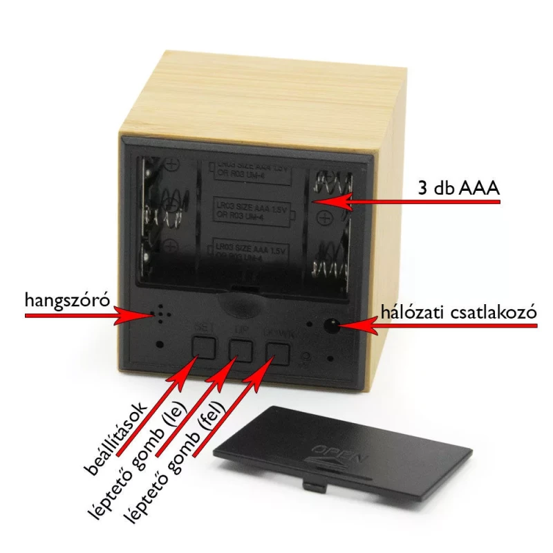 Bambusz Fa Digitális ébresztő mini Led óra érintésérzékeny, hangvezérlés