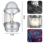 Kemping diszkó lámpa, 2 az 1-ben usb kábel C TÍPUSÚ csatlakozó, szürke 18 cm