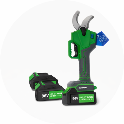 Akkumulátoros metszőolló, 2 db 96 V akkumulátorral, dobozban- HAYAMI HA-1032