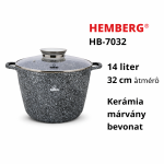 Mély fazék – 14L, 32 cm, Kerámia Márvány Bevonattal, Hemberg HB-7032