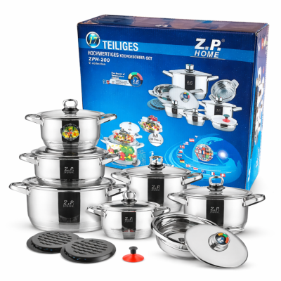 Z.P. Home ZPH-200 17 részes rozsdamentes edénykészlet – 12 rétegű aljjal