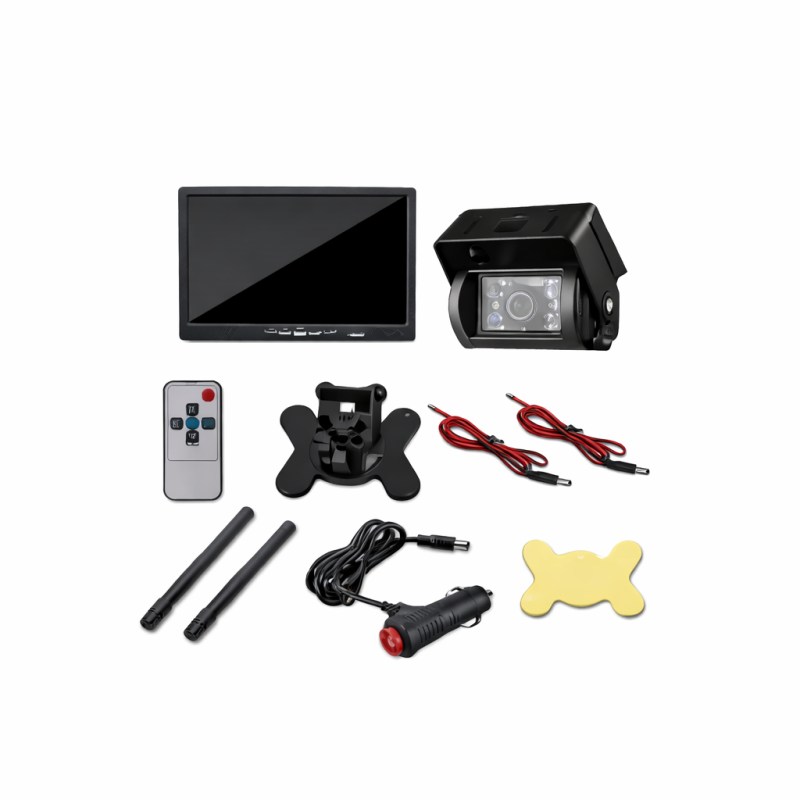 Vezeték nélküli tolatókamera szett 12/24V – 7” monitorral, éjjellátó funkcióval (IP67)