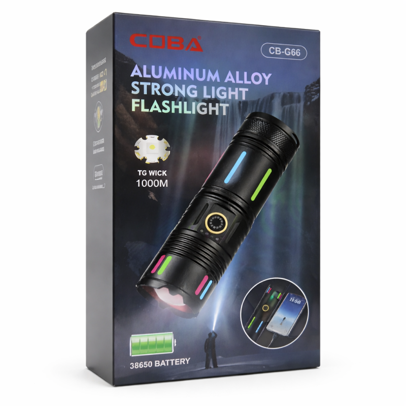 COBRA CB-G66 Alumínium LED Zseblámpa – 1000m Hatótáv, 38650 Akkumulátorral