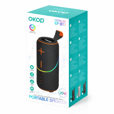 OKOP KP-806 20W RGB Bluetooth hordozható hangszóró – Erőteljes basszus, 360° hangzás