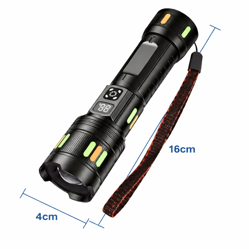 ThoLux TG100 (BL-621) akkumulátoros, fókuszálható LED zseblámpa – USB-C töltéssel és digitális kijelzővel