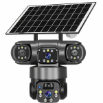 V380 12MP Tri-Lencsés Napelemes PTZ Biztonsági Kamera -WiFi Verzió  360° PIR Emberfelismerés