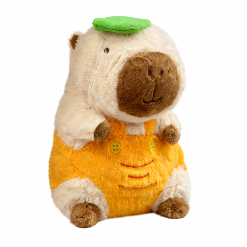 Capybara plüss figura zöld levél sapkával (40 cm)