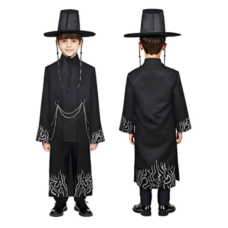 K-POP stílusú sötét varázsló / démonvadász jelmez fiúknak – kalappal
