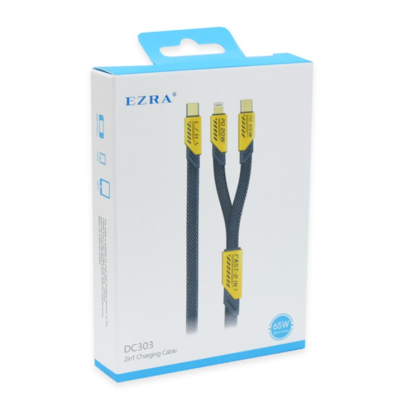 Ezra 2 az 1-ben USB töltő- és adatkábel - USB-C és Lightning csatlakozó / 65W