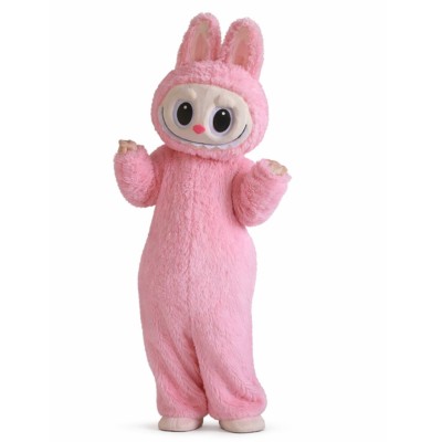 Labubu stílusú rózsaszín nyuszi jelmez – extra puha és cuki megjelenés