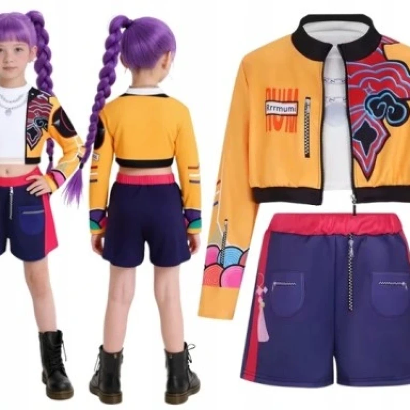 K-Pop Démonvadász Rumi jelmez parókával – gyerek cosplay szett