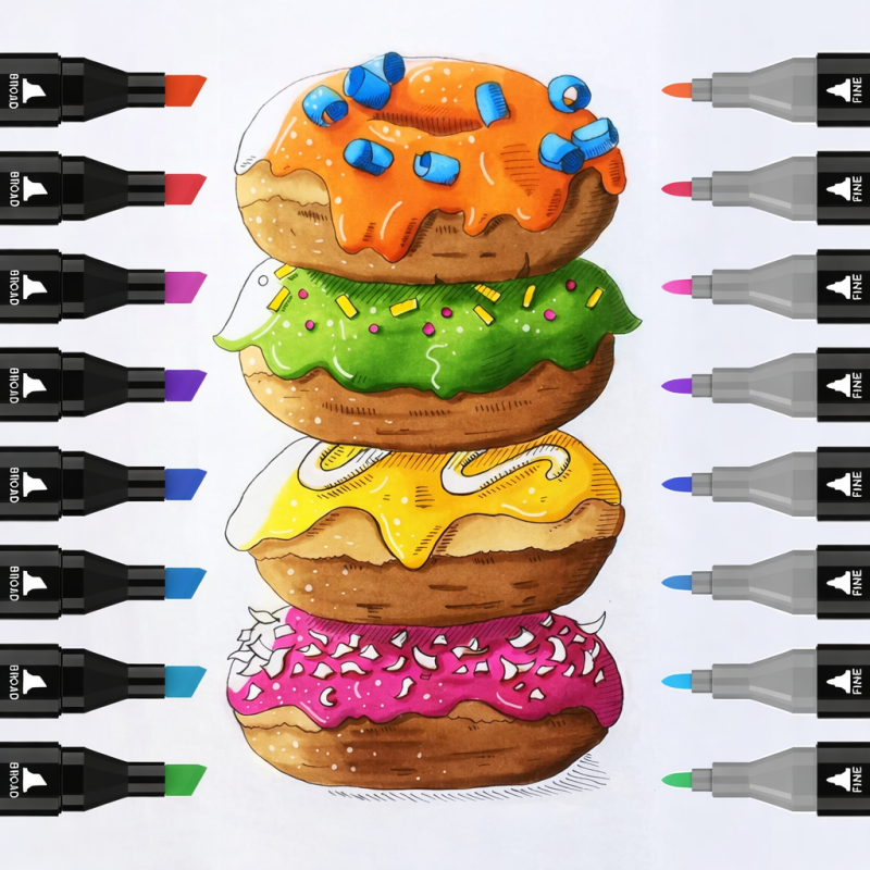 Alkoholos Markerek 120 db – Kétoldalas Filctoll Szett Táskával