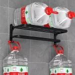 Elite® falra szerelhető rozsdamentes alumínium törölközőtartó és polc – 60 cm, fekete