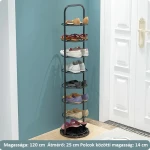 Elite Home® 7 szintes cipőtartó állvány acél vázzal és műkő talppal – fekete