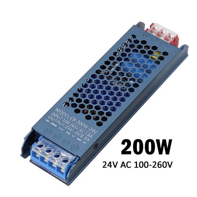 Slim LED Tápegység Fém Házas  200W 24V  AC 100-260V