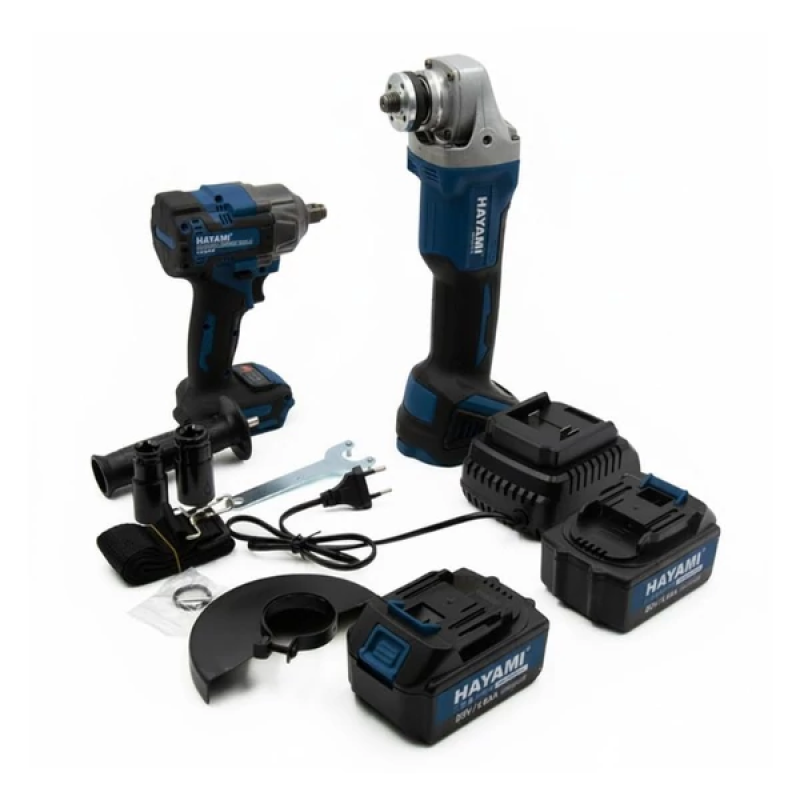 Hayami Sarokcsiszoló és Ütve Csavarozó Készlet – 2×88V Akkumulátorral HA-1017