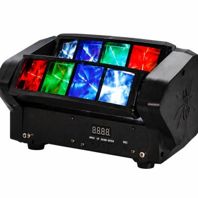 Spider LED Moving Head RGBW – 8×3W DMX512 Zenevezérelt LED Színpadi Fény HAYAMI KL25-120