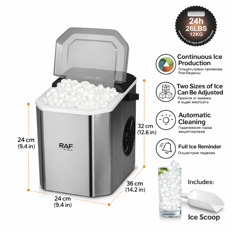 Professzionális Jégkészítő Gép – 12 kg / 24 óra - RAF R.0300