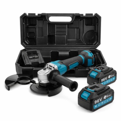 Rextool dupla akkumulátoros sarokcsiszoló – 96V, komplett szett hordtáskában