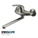 Fali mosogató csaptelep hosszú kifolyóval – matt szürke - Zegor NHK12-A149MG
