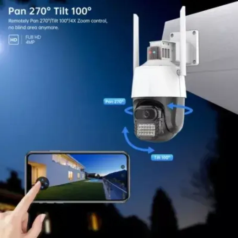 Titan 360° 5MP WiFi PTZ kültéri biztonsági kamera – iCSee, éjjellátás, mozgáskövetés, IP66 (fehér-fekete) KE-23-115