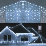 180 LED-es karácsonyi jégcsap fényfüzér, izzósor, 9 m - hideg,meleg fehér és kék