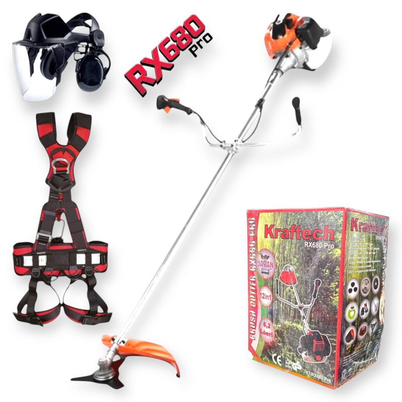 KrafTech KT/RX680-Pro benzinmotoros fűkasza és bozótvágó 6,2 LE, 73 cm³