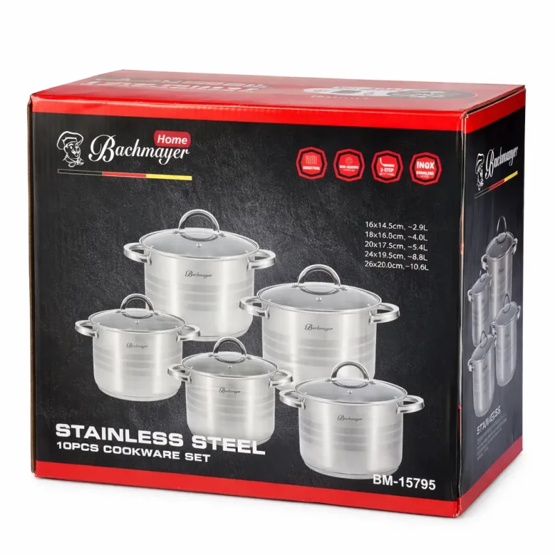 10 részes rozsdamentes edénykészlet – indukciós - Bachmayer BM-15795 Home