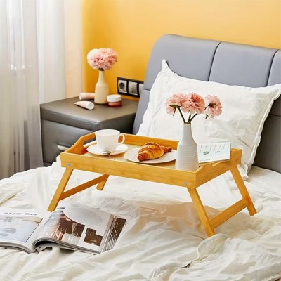Bambusz ágytálca – összecsukható lábakkal (50 × 30 × 23,5 cm)
