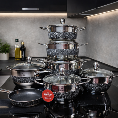 12 Részes Rozsdamentes Edénykészlet, Indukciós - Zilner ZL-8155