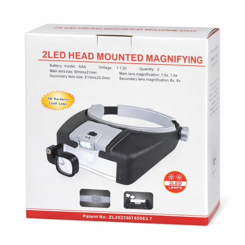 Fejpántos nagyító 2 LED világítással – Precíziós munkákhoz- ZL202230195963-7