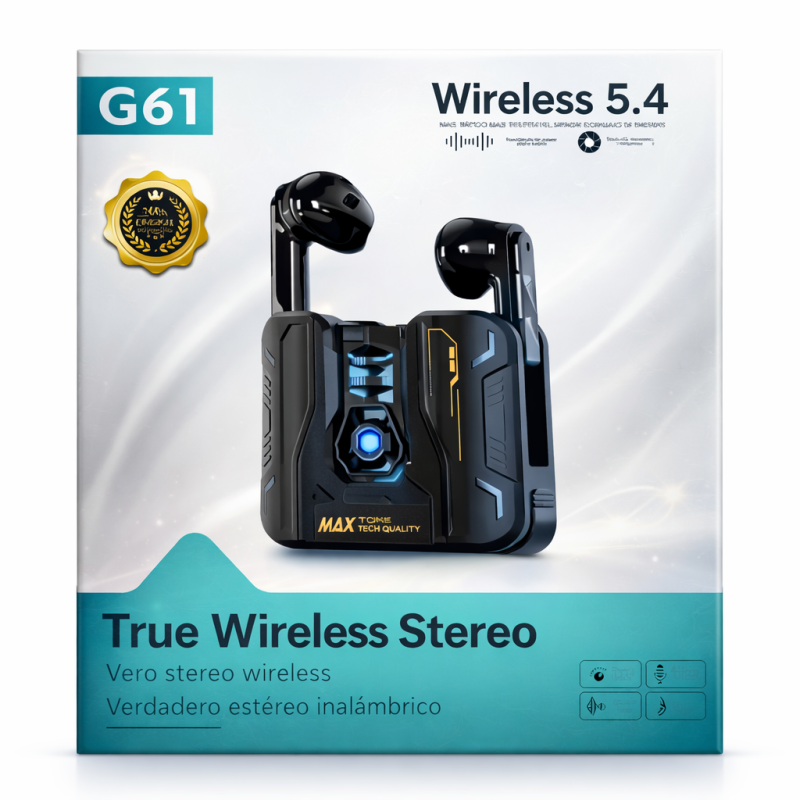 G61 True Wireless Bluetooth 5.4 Fülhallgató – Prémium Hangzás, Modern Dizájn