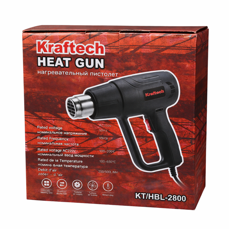 Kraftech KT/HBL-2800 Hőlégfúvó 2000W – 2 fokozat, 100–650°C