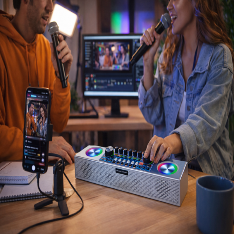 Professzionális audio keverő és mikrofon szett LSC-001  LIVE SOUND CARD – Audio Integrated Set