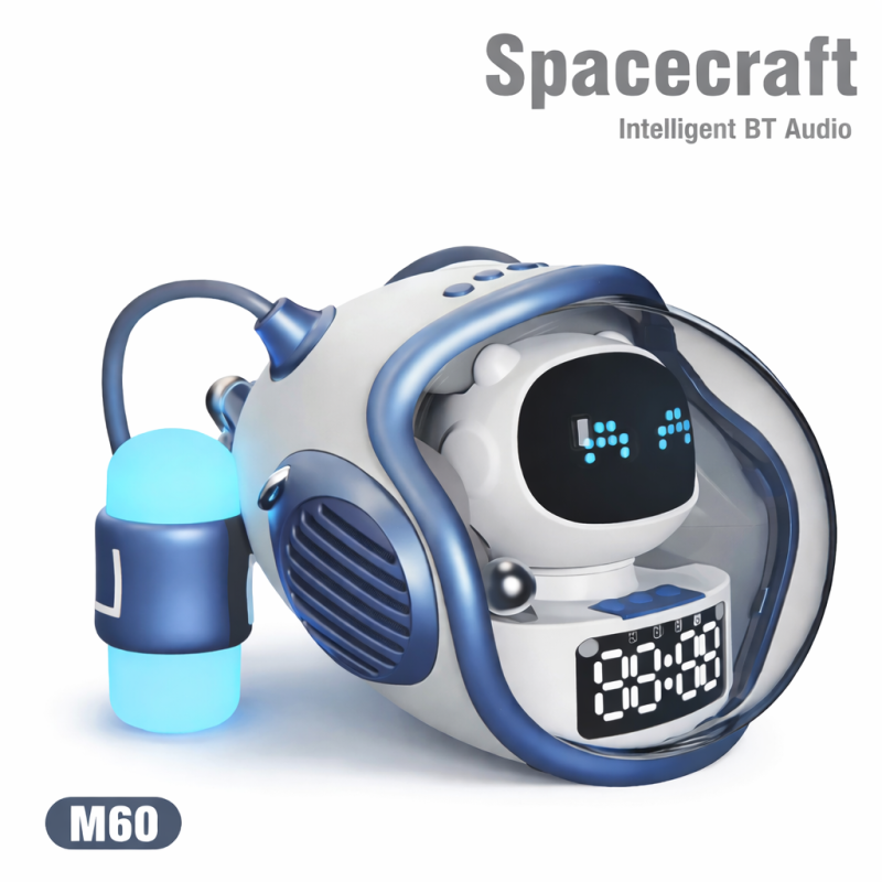 M60 Intelligens Space Astronauta vezeték nélküli akkumulátoros hangszóró ébresztőóra RGB lámpával
