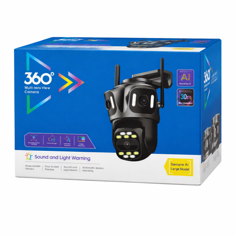 360° WiFi Kültéri PTZ Biztonsági Kamera – AI Mozgásérzékelés, 30m Éjszakai Látás, Hang- és Fényriasztás