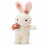 Fehér plüss nyuszi gombával