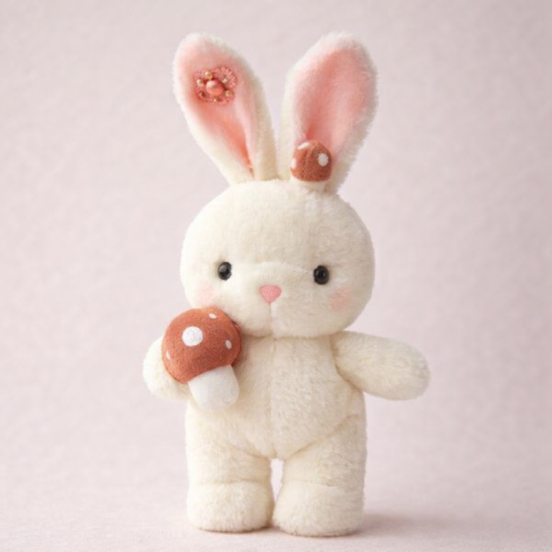 Fehér plüss nyuszi gombával