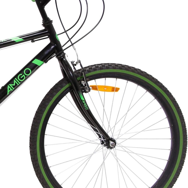 MTB 24" Amigo Rock kerékpár - uniszex - Shimano váltóval 18 sebességes - 135 cm-től használható kézifékkel, tárcsafékkel - fekete/zöld