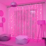 LED Fényfüggöny 3m x 2m távirányítóval 8 világítási móddal - rózaszín