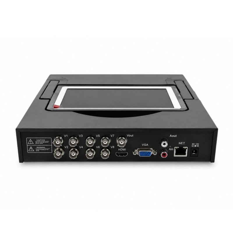 8 csatornás DVR kamerarögzítő H.264 AHD/TVI/IP támogatással és beépített kijelzővel