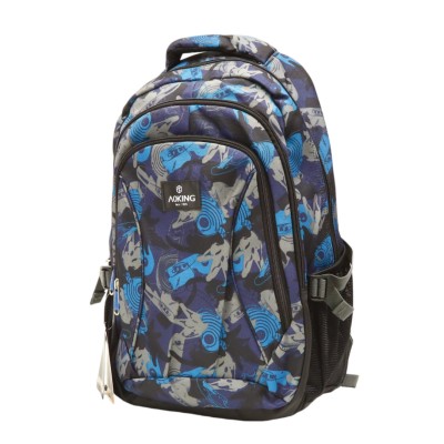 AOKING Kék-szürke-fekete mintás hátizsák, iskolatáska
