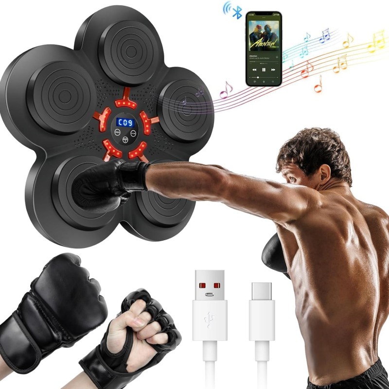 Music Boxing Machine target Falra Szerelhető Bluetooth Boxgép Kesztyűvel