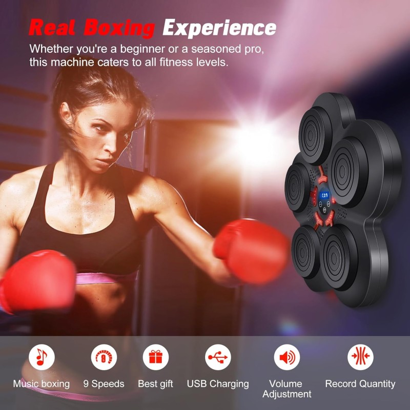 Music Boxing Machine target Falra Szerelhető Bluetooth Boxgép Kesztyűvel