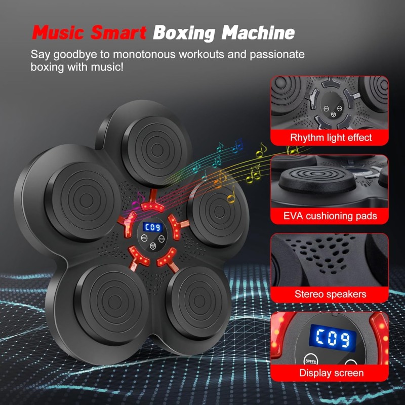 Music Boxing Machine target Falra Szerelhető Bluetooth Boxgép Kesztyűvel