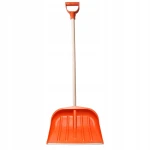 Narancssárga hólapát fém éllel és fa nyéllel – nagy méretű hóeltakarításhoz