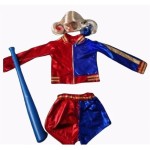 Harley Quinn stílusú lány jelmez parókával és baseballütővel