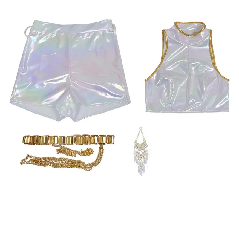 K-POP fellépő jelmez szett lányoknak – hologramos top és short
