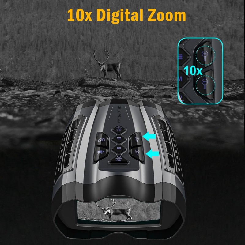 Kouvolsen KOS-24003 Digitális Távcső Éjjellátó 4K Állítható Optikai Zoom 10x EJ Termékek,32 GB Infravörös, 3,5" Képernyő