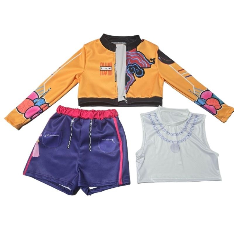 K-Pop Démonvadász Rumi jelmez parókával – gyerek cosplay szett